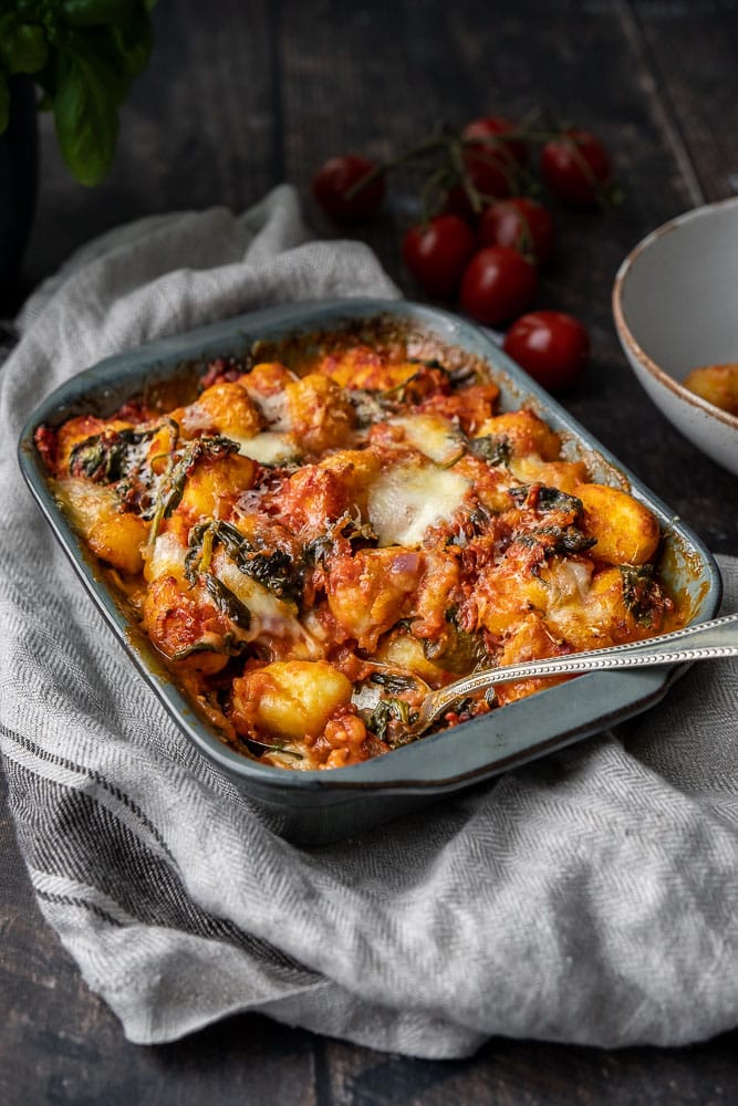 gnocchi ovenschotel, ovenschotel met gnocchi, ovenschotel met pasta, vegetarische ovenschotel, makkelijke ovenschotel