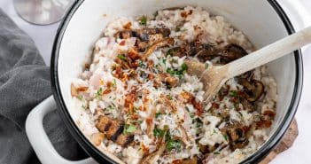 risotto, risotto met kip en champignons, recept risotto, romige risotto maken, zelf risotto koken,