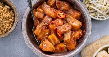 Oosterse zalm gourmet recept, zalm marineren, gourmetten met zalm, luxe vis gourmet, Oosters gourmetten, zalm teriyaki