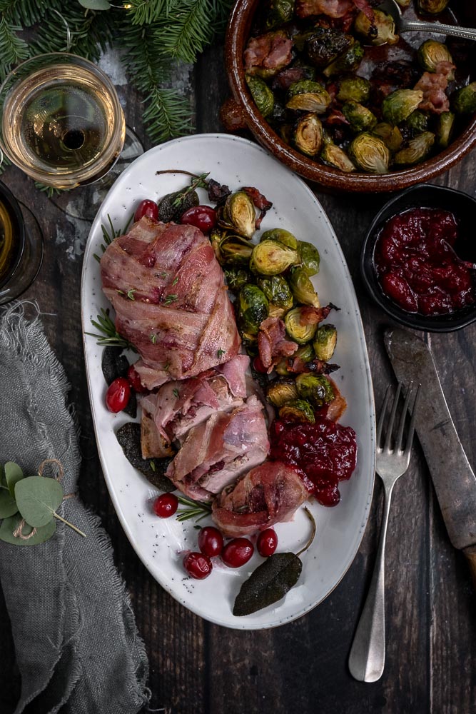 Spruitjes met spek, geroosterde spruitjes, recept, spruitjes uit de oven, gebakken spruitjes met spek en honing, bijgerecht, Kerst, feestelijke recepten