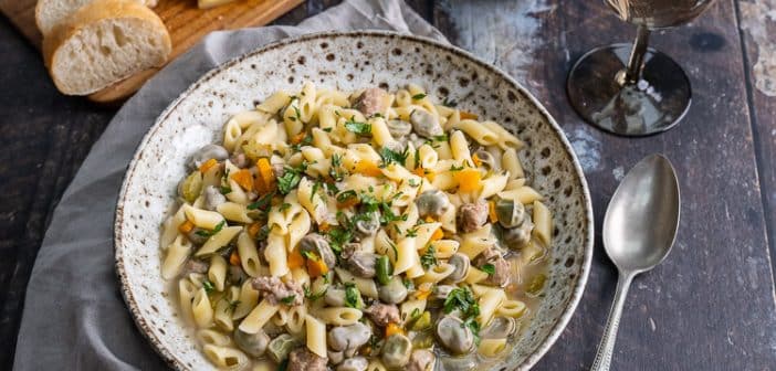 Italiaanse maaltijdsoep, gevulde maaltijdsoep recept, Italiaanse soep met pasta, Favo, bonensoep, pasta maaltijdsoep