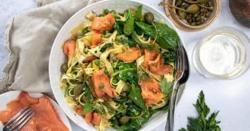 pasta met gerookte zalm, pasta met zalm, pasta recept zalm, wilde zalm, Alaska, pasta gerecht, vis,