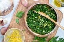 gremolata, gremolada, Italiaanse smaakmaker van peterselie, citroen en knoflook, fris bijgerecht, recept