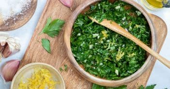 gremolata, gremolada, Italiaanse smaakmaker van peterselie, citroen en knoflook, fris bijgerecht, recept