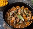 champignon stoofpot, champignon bourguignon , paddenstoelen stoofpotje, recept, vegetarische stoof