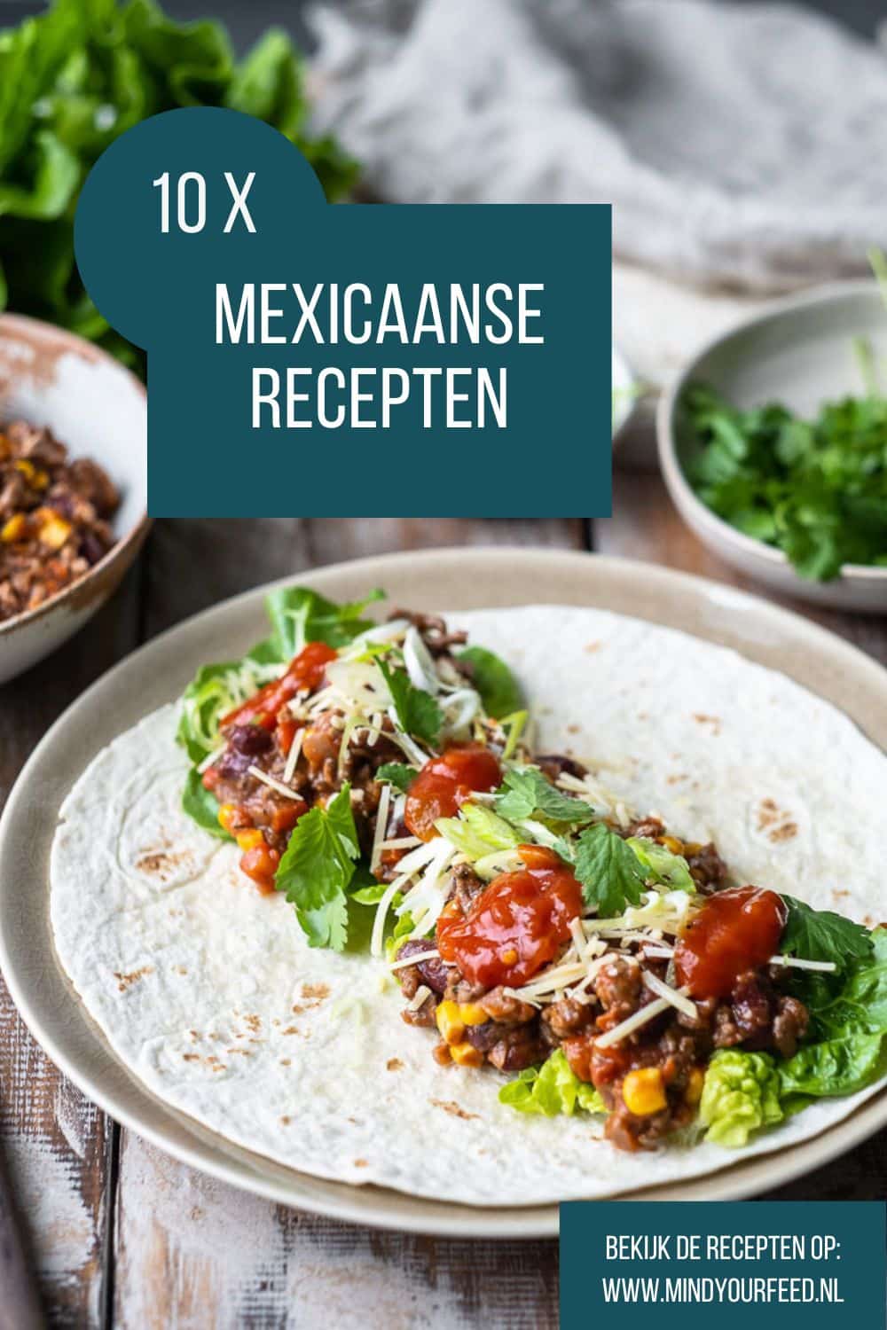 Mexicaanse recepten, Mexicaanse gerechten, tortilla, wraps, burrito, enchillada, kip, gehakt, salade recept