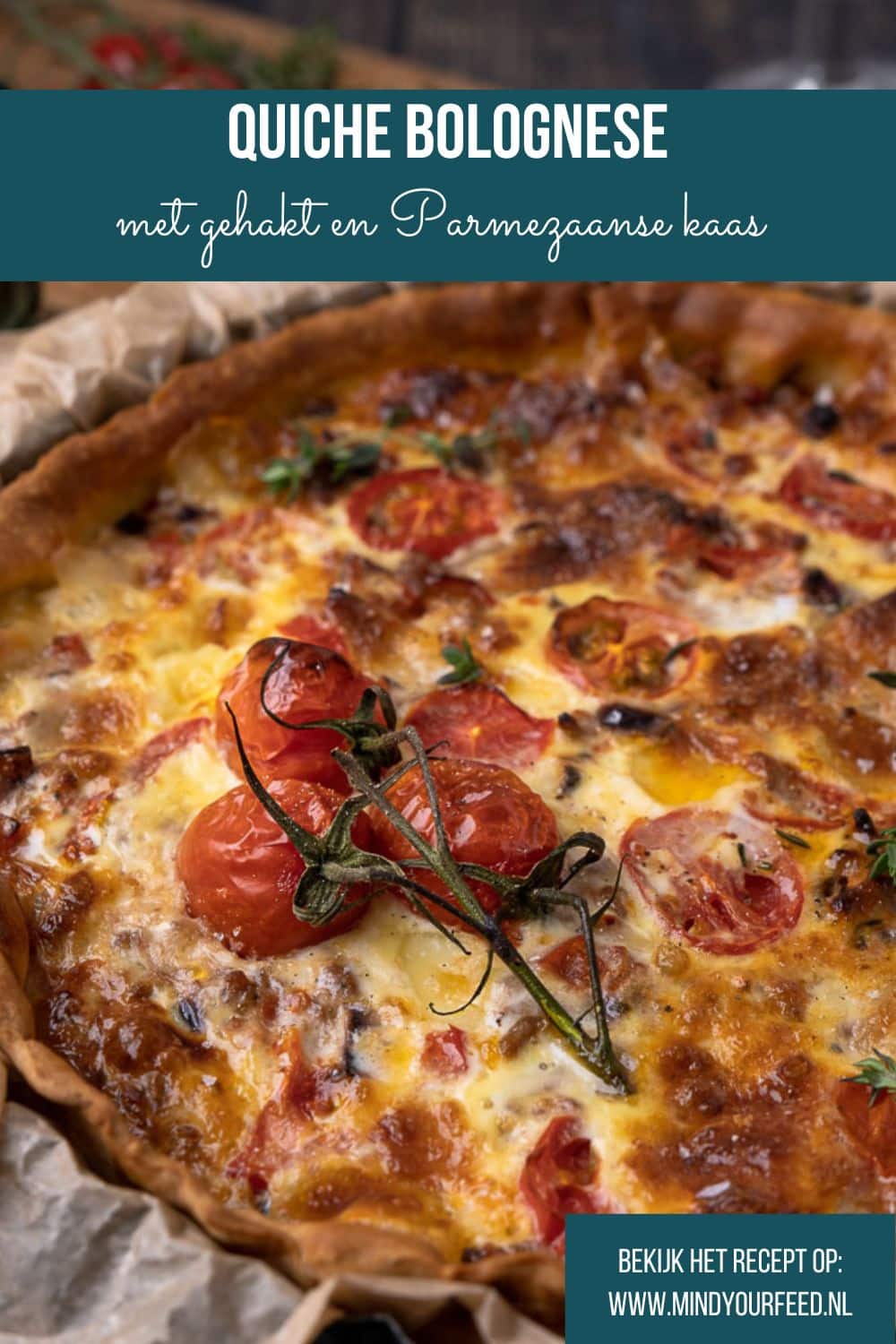 Quiche Bolognese, bolognesesaus, hartige taart met gehakt en tomatensaus, Italiaanse hartige taart, Italiaanse quiche, Italiaanse taart, pizza quiche, pizza met gehakt en tomaat