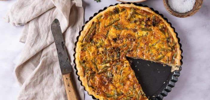 quiche met spek en sperziebonen, quiche met spekjes en bonen, sperziebonen quiche, hartige taart, recept