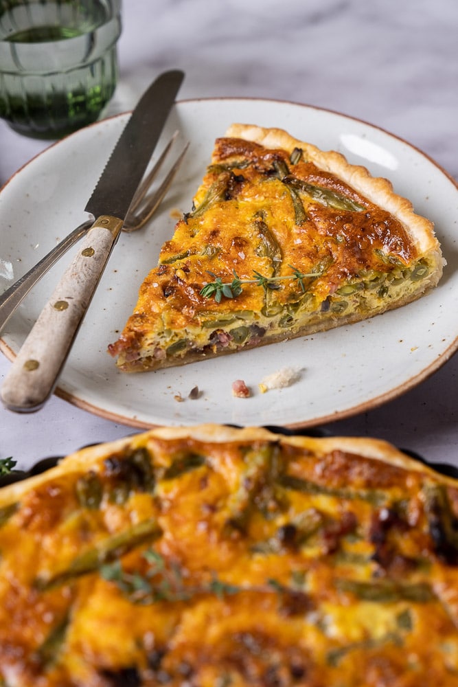 quiche met spek en sperziebonen, quiche met spekjes en bonen, sperziebonen quiche, hartige taart, recept