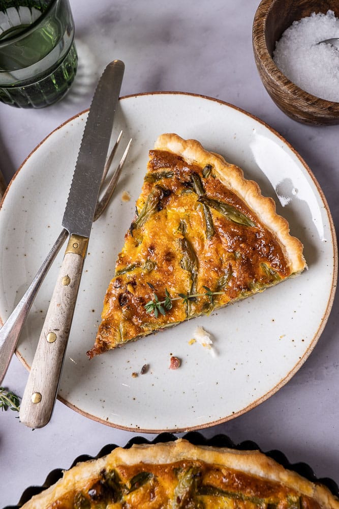 quiche met spek en sperziebonen, quiche met spekjes en bonen, sperziebonen quiche, hartige taart, recept