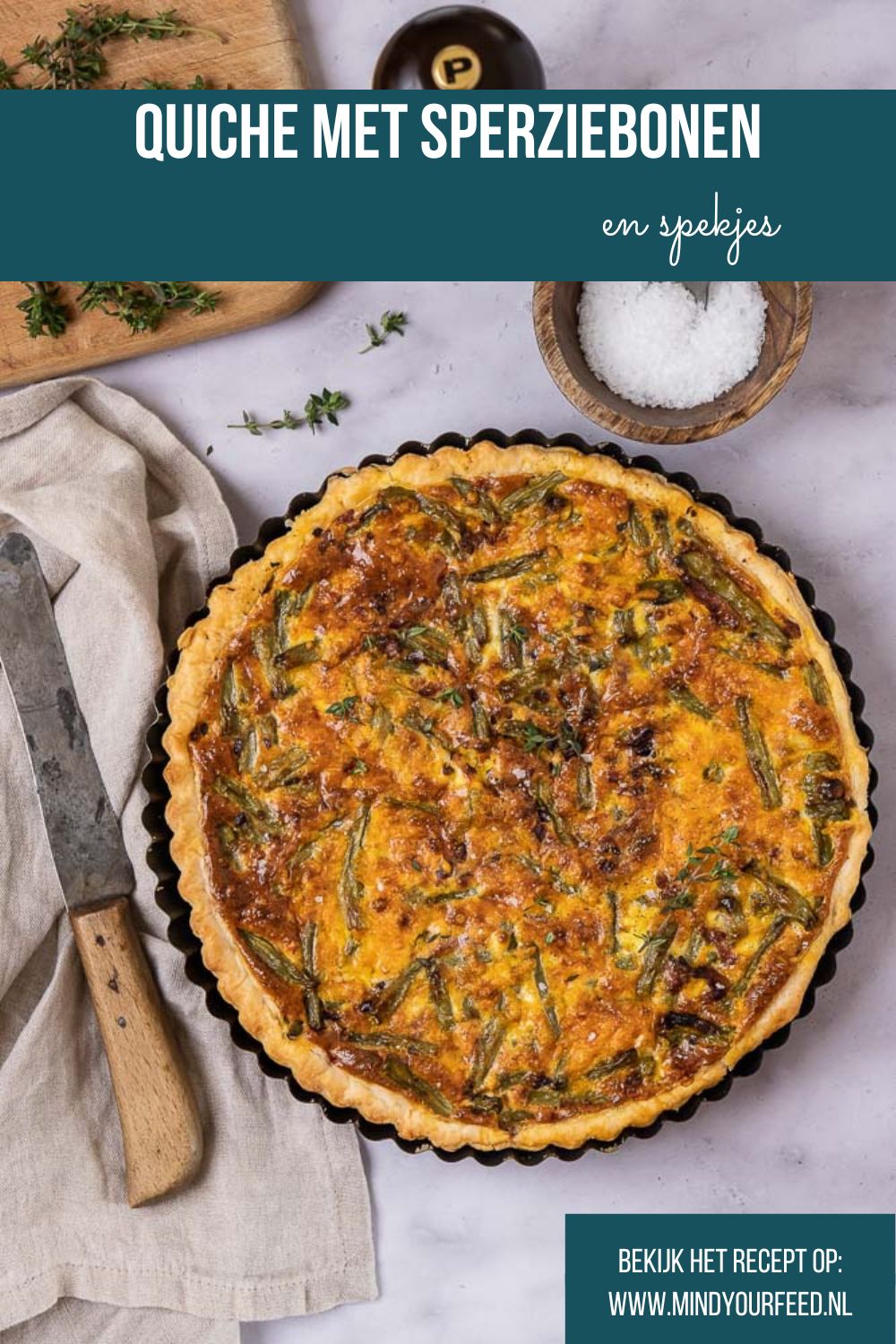 quiche met spek en sperziebonen, quiche met spekjes en bonen, sperziebonen quiche, hartige taart, recept