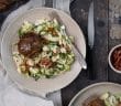andijviestamppot, andijvie stamppot, recept stamppot rauwe andijvie, knolselderij, gehaktballen, met spekjes, andijvie stamppot met twist