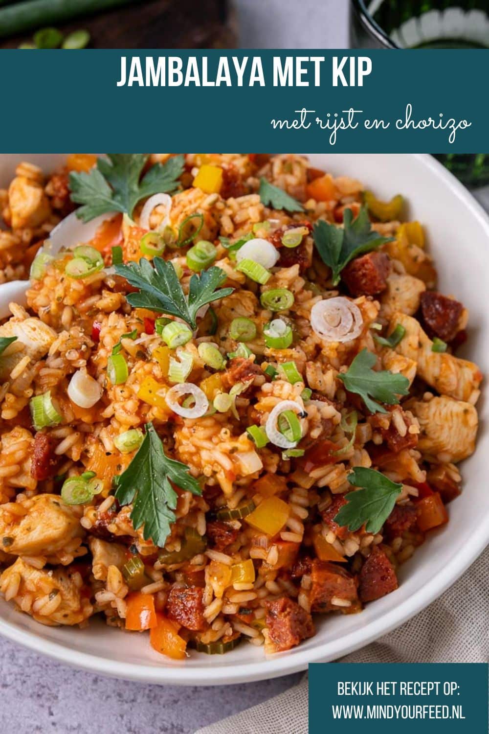 Jambalaya met kip en chorizo, kip jambalaya recept, makkelijk wereldgerecht, wereldgerechten recepten, eenpansgerecht, kip met rijst en chorizo, paella