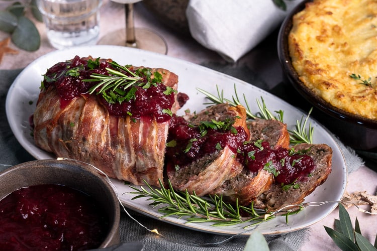 gehaktbrood, gehaktbrood met spek, gehaktbrood recept, meatloaf, lekker en simpel, AH, gehaktbrood oven, cranberry compote