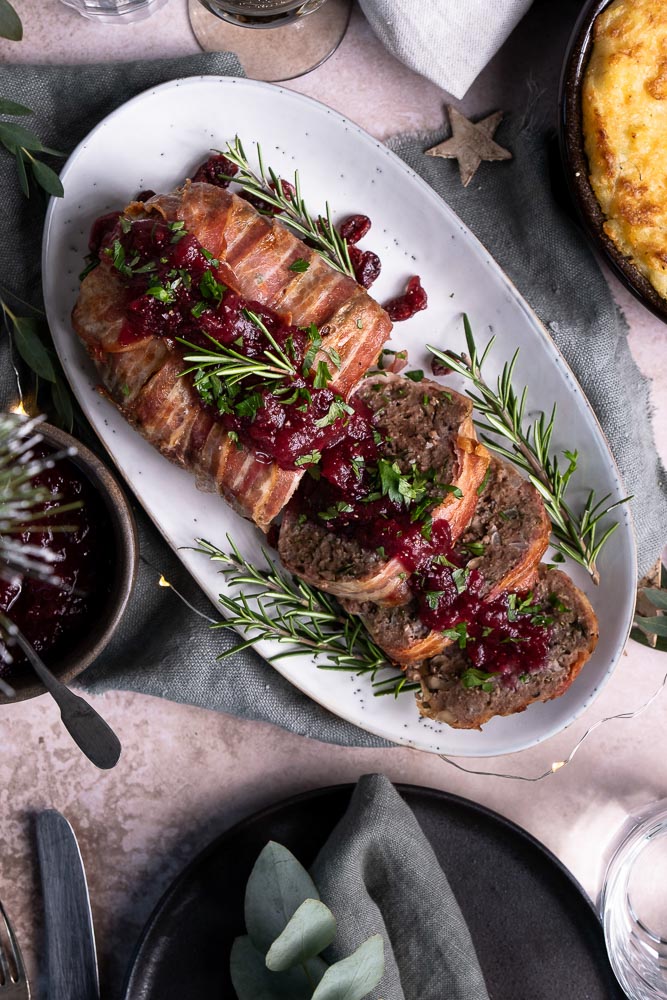 gehaktbrood, gehaktbrood met spek, gehaktbrood recept, meatloaf, lekker en simpel, AH, gehaktbrood oven, cranberry compote