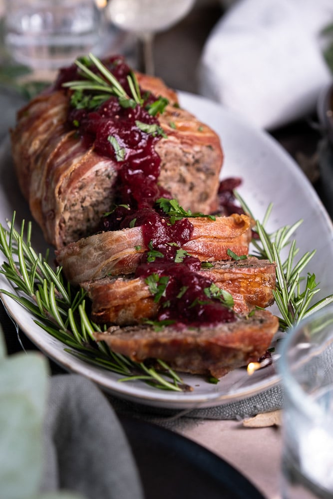 gehaktbrood, gehaktbrood met spek, gehaktbrood recept, meatloaf, lekker en simpel, AH, gehaktbrood oven, cranberry compote