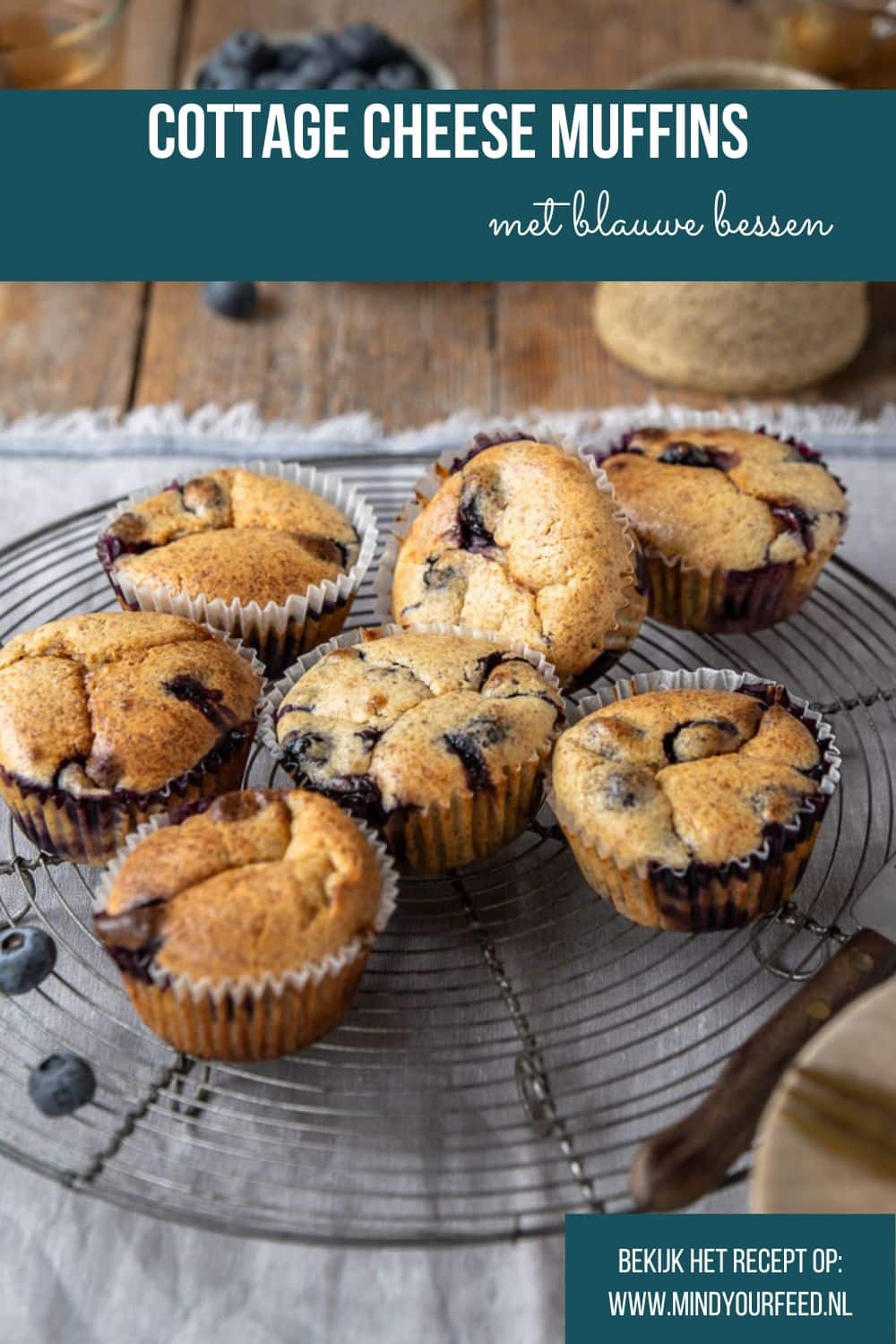 Cottage cheese muffins met blauwe bessen – luchtige eiwitrijke muffins met cottage cheese, perfect als gezond tussendoortje of makkelijk ontbijt.