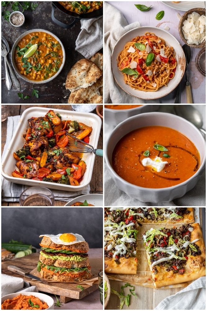 Weekmenu makkelijke maaltijden met gezonde recepten voor het hele gezin, inclusief snelle doordeweekse diners, lichte lunchideeën en een weekendontbijt. Inspirerende eetplanning voor een gevarieerde en stressvrije week.